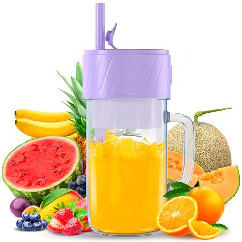 Batidora Portátil, Mini Licuadora de 400ml Recargable USB Batidora Smoothie con 6 Cuchillas Smoothie Maker para Zumos Batidos Mini Batidora Portatil para Viajes