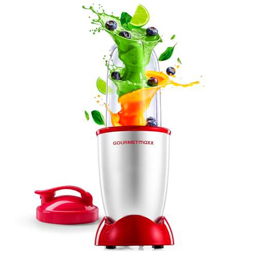 GOURMETmaxx Mezclador Mr. Magic 4 piezas | Smoothie Maker con Powerbase de 400W | Incluye accesorio de cuchilla cruzada