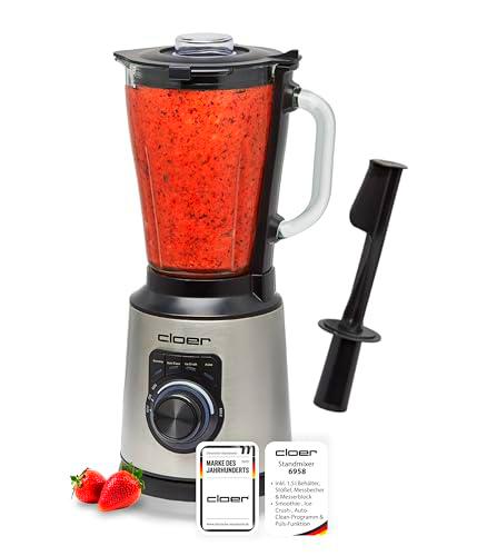 Cloer 6958 Batidora de vaso con jarra de vidrio de 1,5 l y cuchilla de 6 aspas