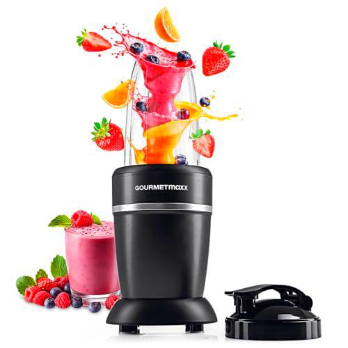 GOURMETmaxx Mezclador &amp; Smoothie Maker 4 piezas | licuadora eléctrica para la vitamina para ir | Mezclador nutricional con tapa a prueba de fugas | Batidora